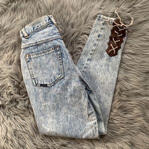 Vintage Crayon Acid Wash Jeans w/ Tie